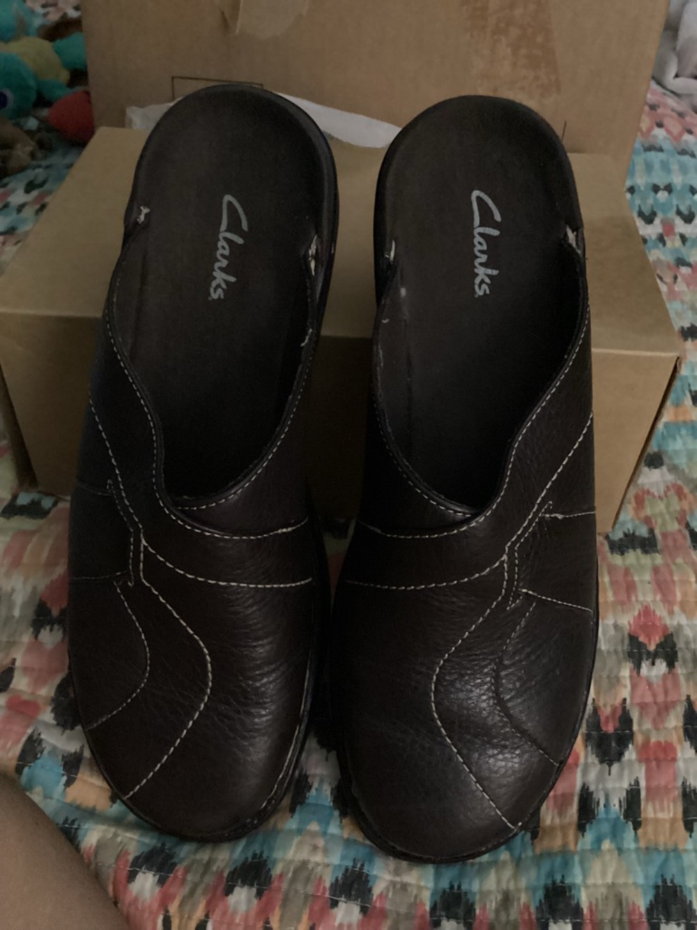 Clarks Women’s Dark Brown Leather Slip-On Loafers